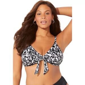 Swimsuits For All Printed Bow Tie Front Swim Bikini To Size 18 NWT